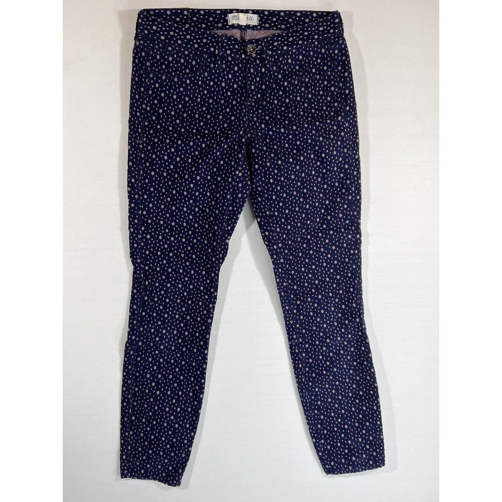 Madewell Corduroy Pants Womens 26 Blue Purple Polka Dot Cotton Boho Chic